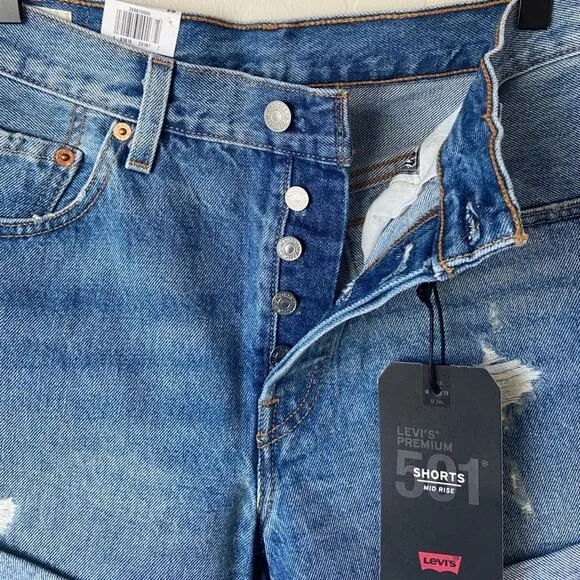 Levi’s 501 distressed jeans shorts NWT 25