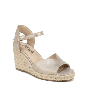 LifeStride Womens Tess Wedge Espadrille Sandals Platino Gold 9.5 M