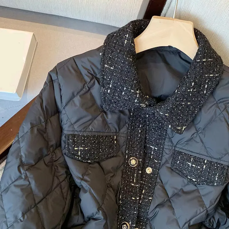 Loose Retro Collar Black Parkas Jacket