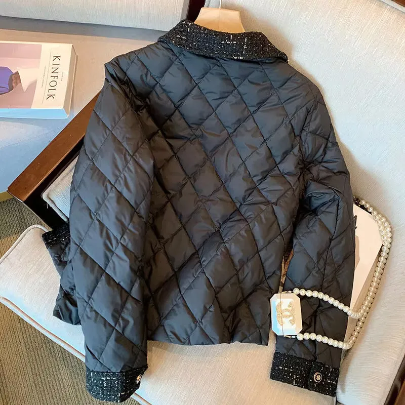 Loose Retro Collar Black Parkas Jacket