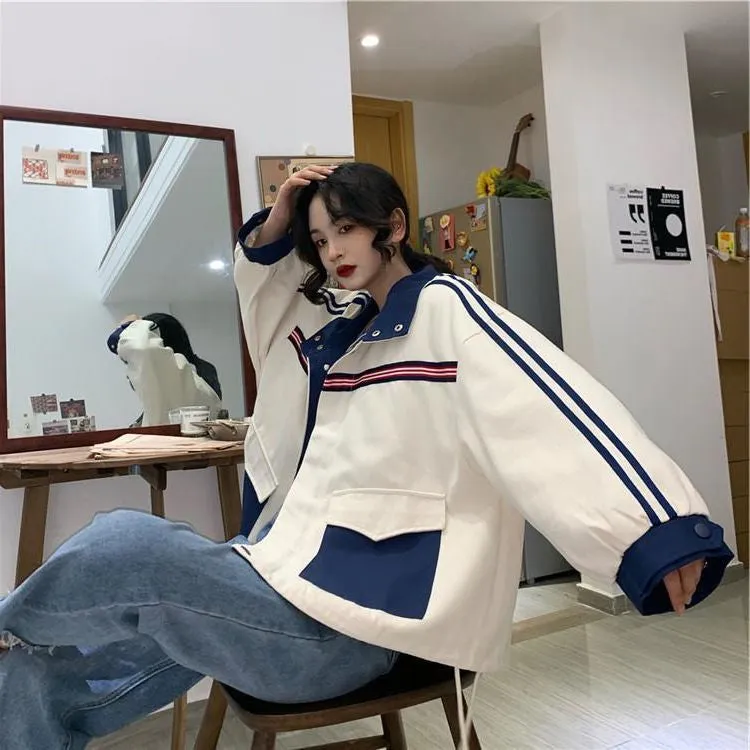 Loose Turn Down Collar Retro Jackets