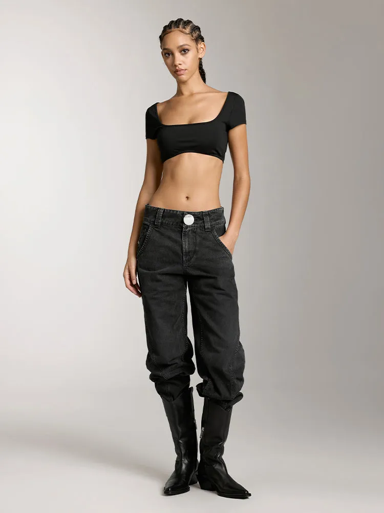 Low-Rise Black Jeans