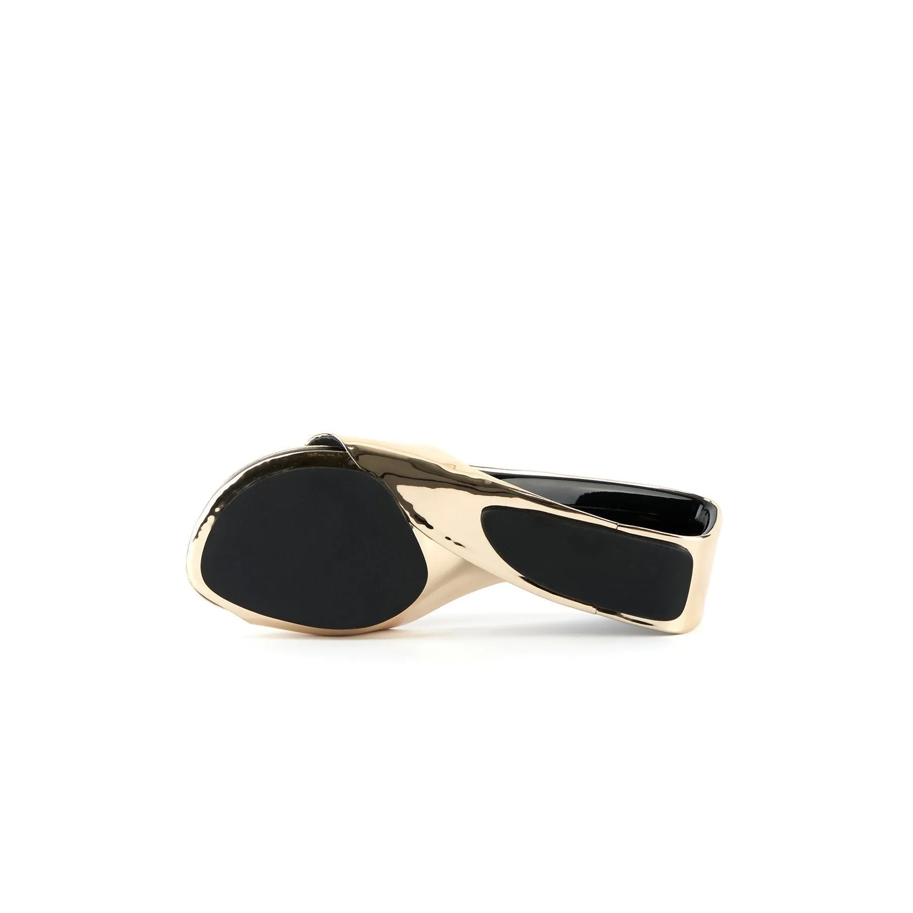 Mademoiselle Belle Leather Wedge Slide - Gold