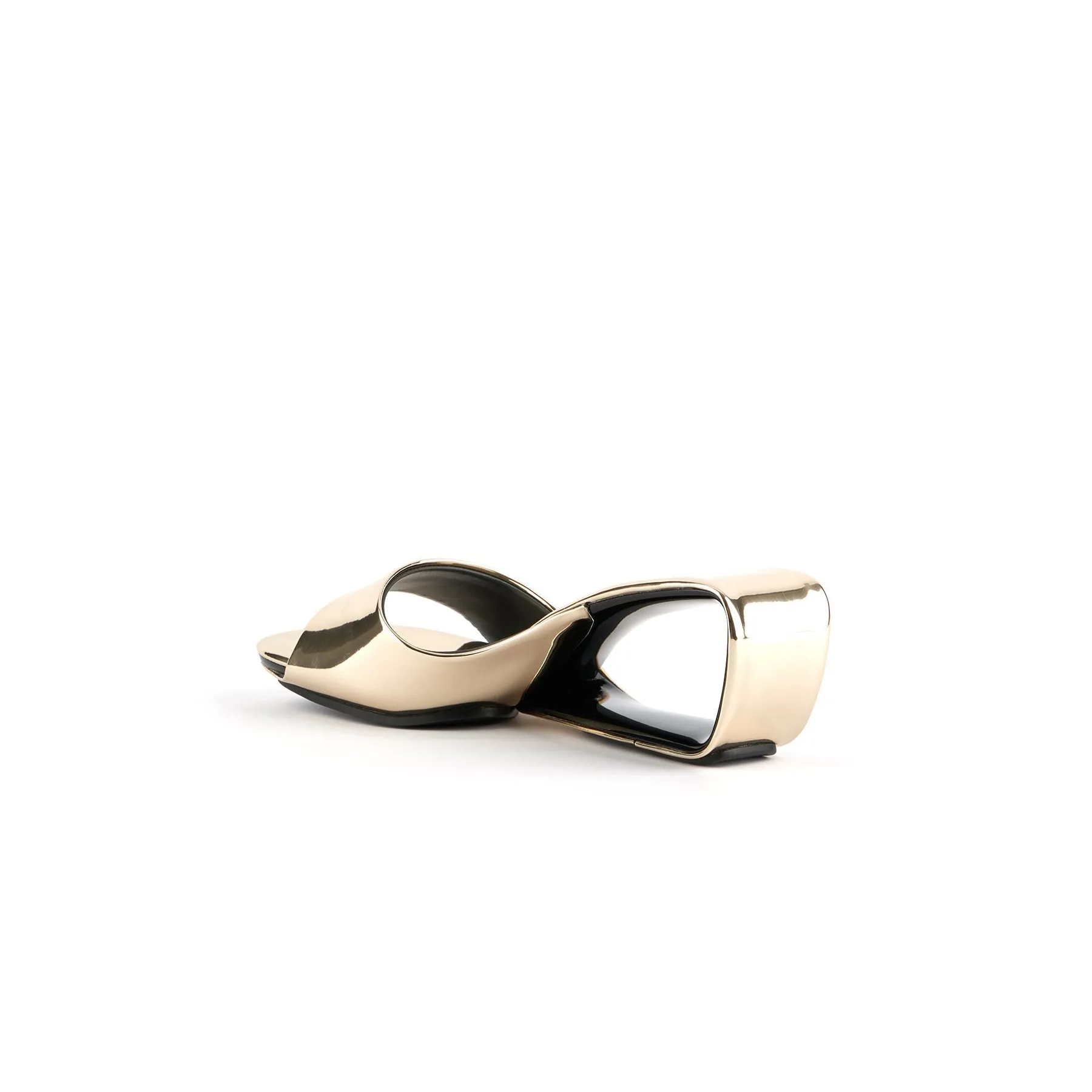 Mademoiselle Belle Leather Wedge Slide - Gold