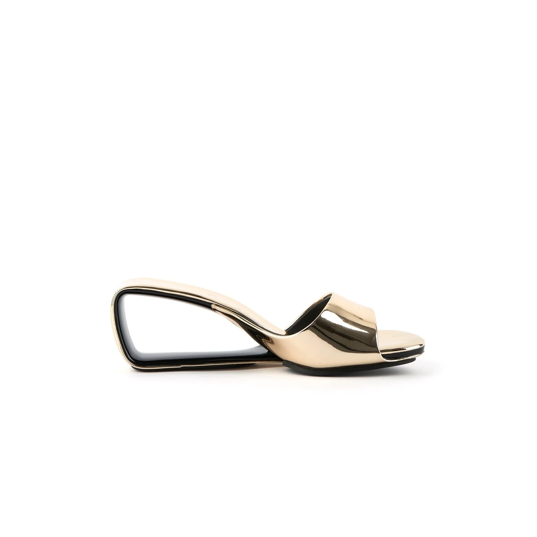 Mademoiselle Belle Leather Wedge Slide - Gold
