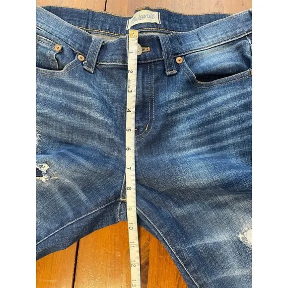 Madewell Distressed Womens Jeans Slim Boyjean Size 26 Stretch Medium Wash