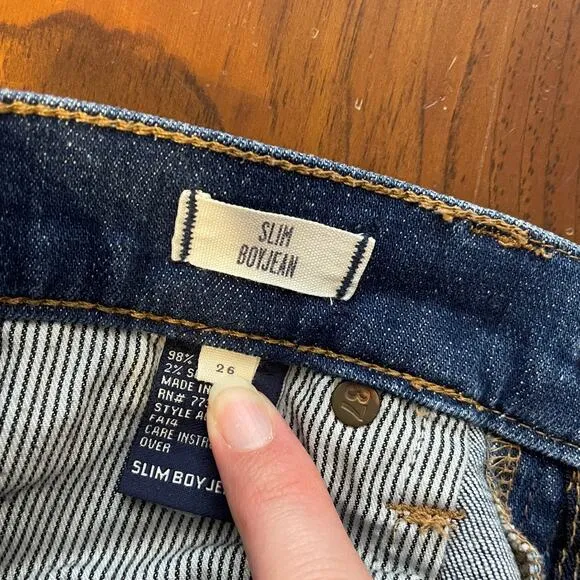 Madewell Distressed Womens Jeans Slim Boyjean Size 26 Stretch Medium Wash