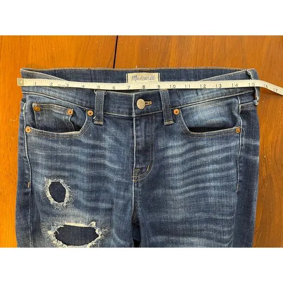 Madewell Distressed Womens Jeans Slim Boyjean Size 26 Stretch Medium Wash