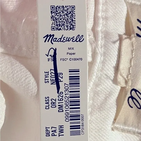 Madewell NWT Petite Perfect Vintage Jeans Size 29P High Rise in Tile White