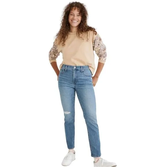 Madewell The Mid-Rise Perfect Vintage Jeans Ainsdale Wash Distressed Size 33