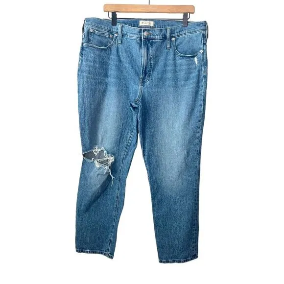 Madewell The Mid-Rise Perfect Vintage Jeans Ainsdale Wash Distressed Size 33