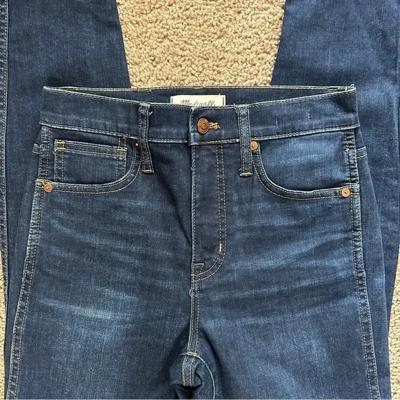 Madewell Women's 10&quot; High-Rise Skinny Jeans in Hayes Wash Dark Blue sz 25