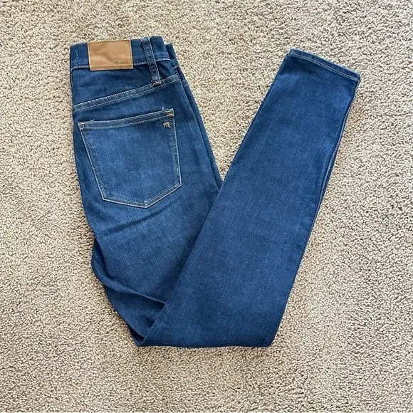 Madewell Women's 10&quot; High-Rise Skinny Jeans in Hayes Wash Dark Blue sz 25