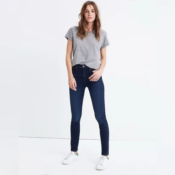 Madewell Women's 10&quot; High-Rise Skinny Jeans in Hayes Wash Dark Blue sz 25
