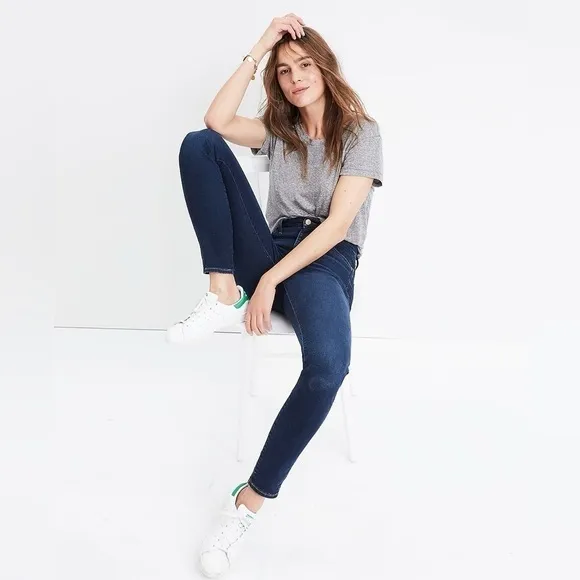 Madewell Women's 10&quot; High-Rise Skinny Jeans in Hayes Wash Dark Blue sz 25