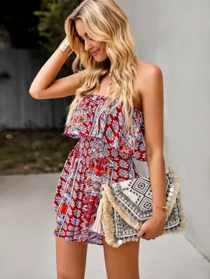 Mahoa Playsuit - Claret Print