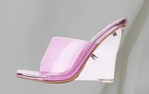Mala Pink Transparent Wedge Mules