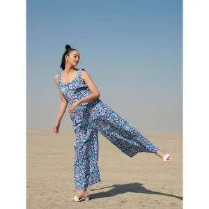 MARCHE Blue Lagoon Hand Block Printed Cotton Jumpsuit