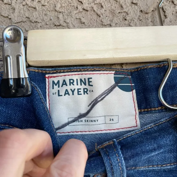 MARINE LAYER NWT Distressed Ripped Medium Wash High-Rise Skinny Jeans Sz 26