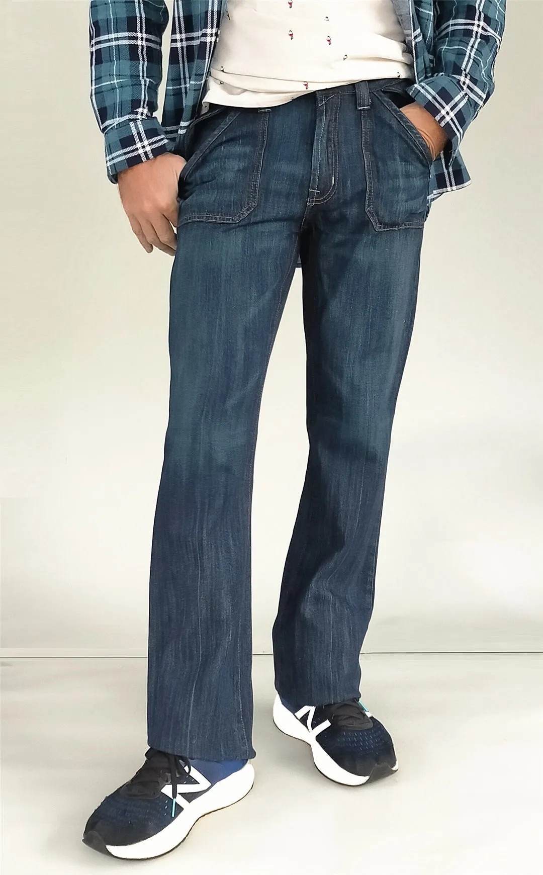 Men JEANIUS JEANS James Relaxed Bootcut Jeans in dark blue - Mid rise