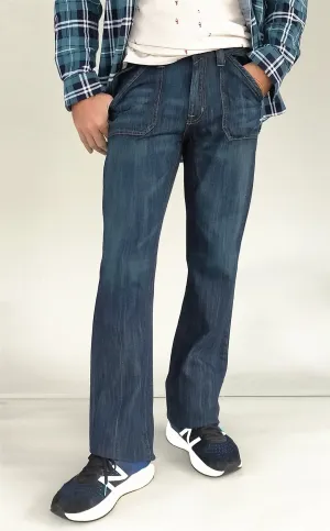 Men JEANIUS JEANS James Relaxed Bootcut Jeans in dark blue - Mid rise