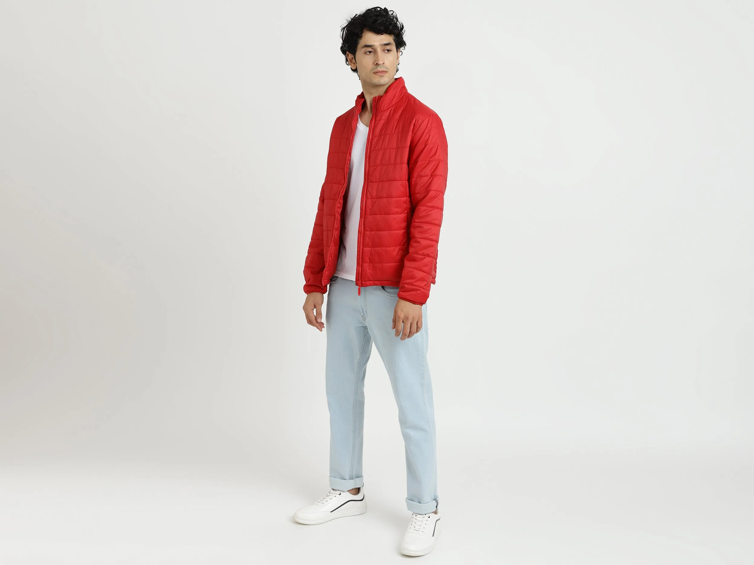 Men Solid High Neck Jacket