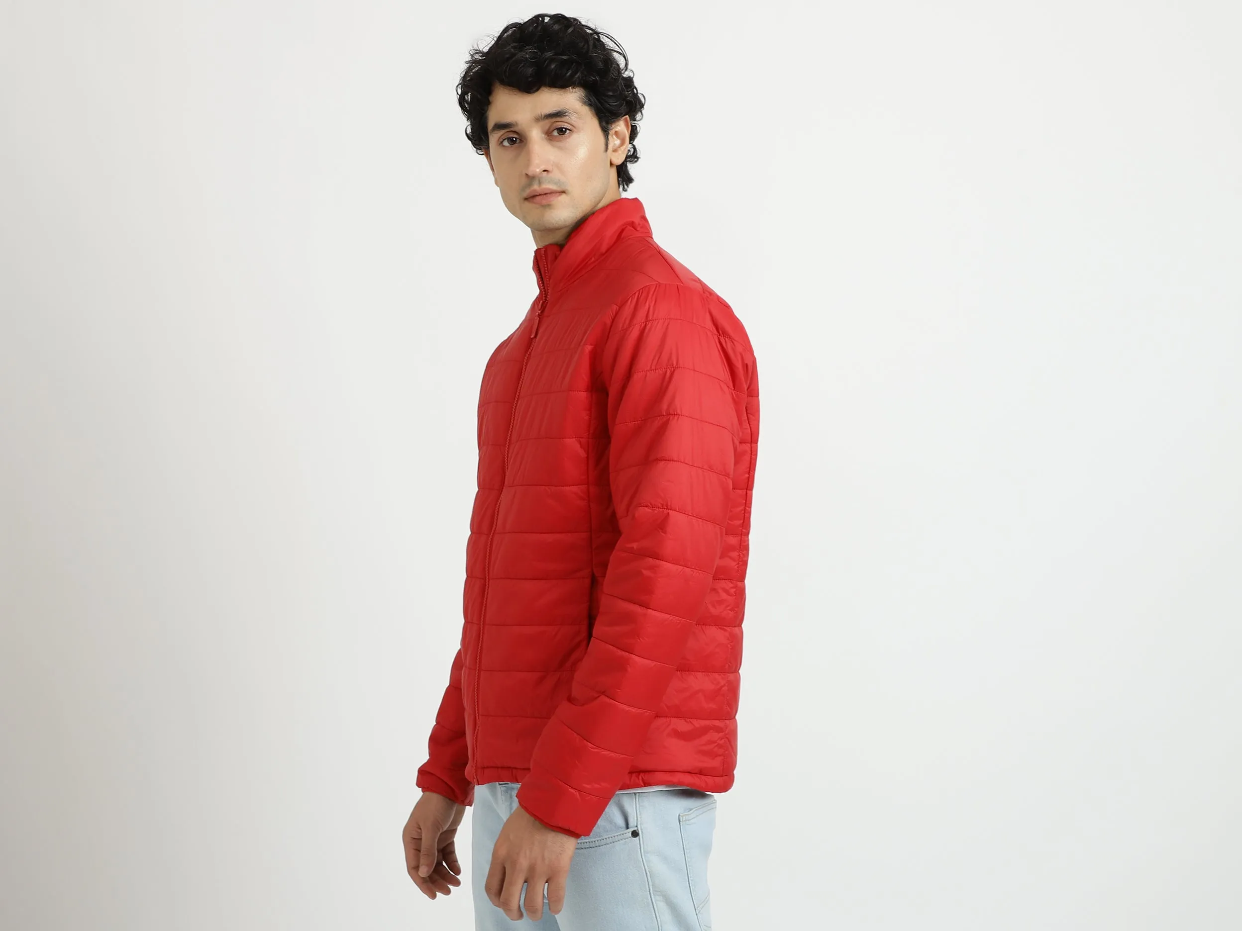 Men Solid High Neck Jacket