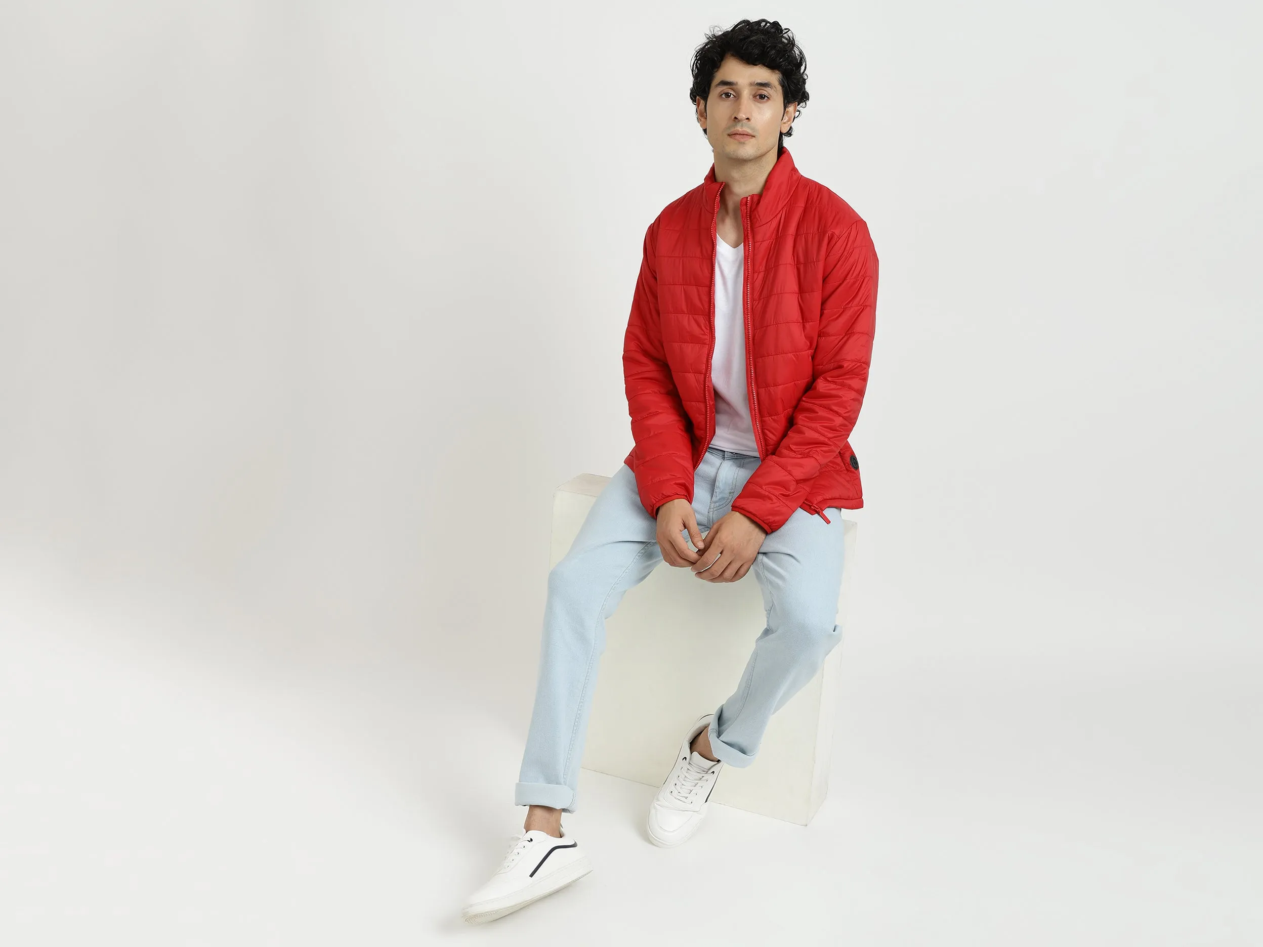 Men Solid High Neck Jacket