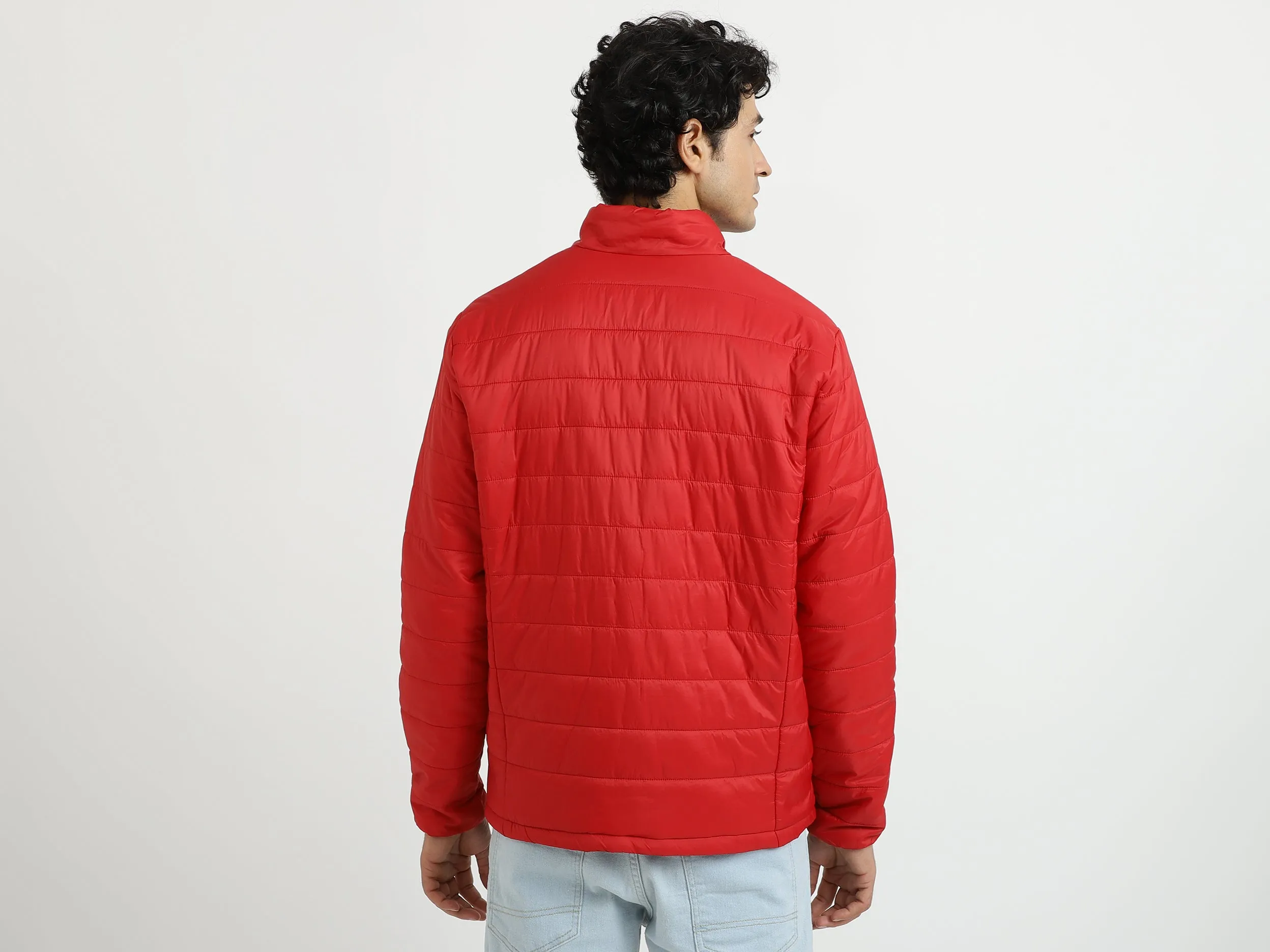 Men Solid High Neck Jacket