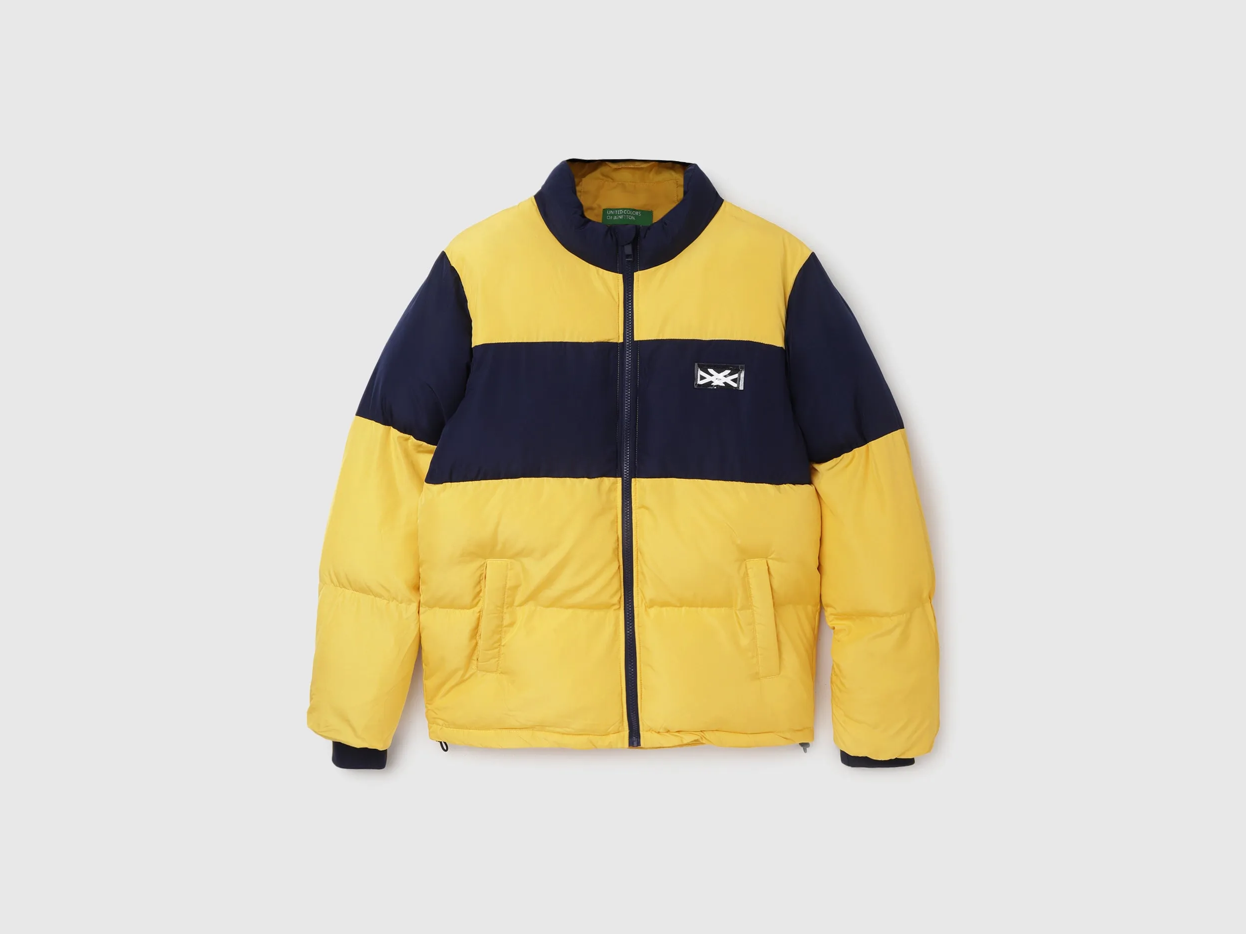 Men's Regular Fit Mock Neck Color Blocked Puffer Jacket