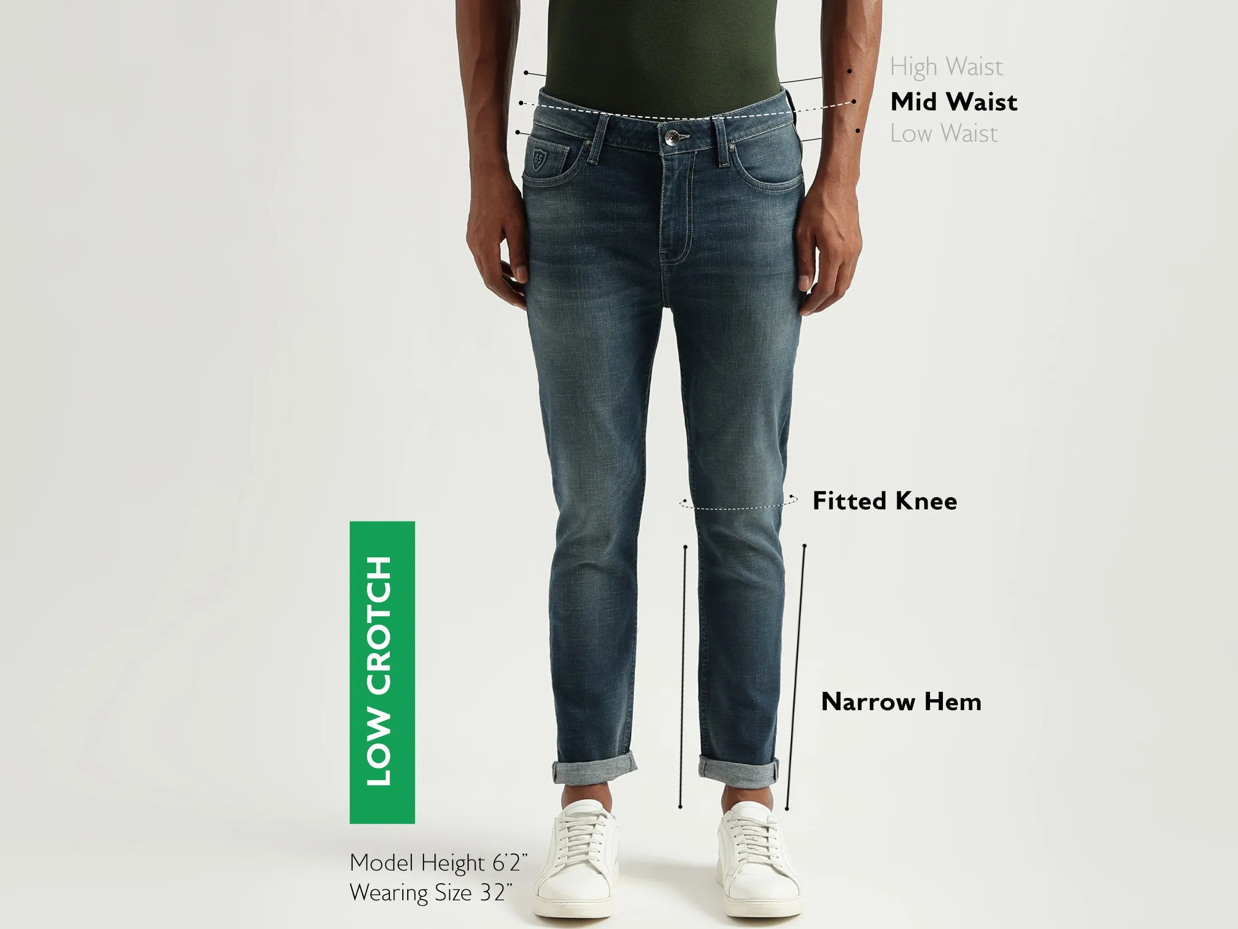 Men's Solid Low Crotch Jeans