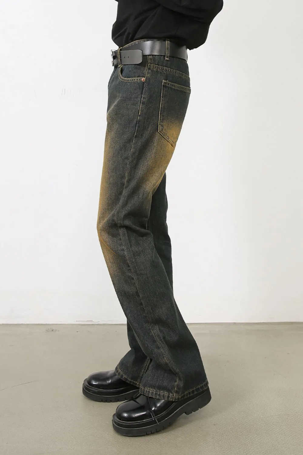 Men's Washed Bootcut Jeans