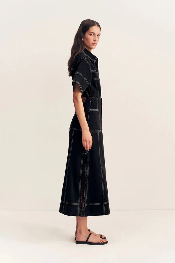 Mercer Panelled Midi Skirt - Black