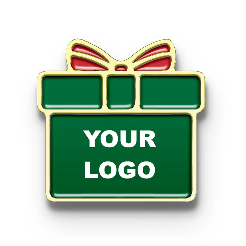 Merry Christmas Lapel Pin with Custom Logo - Gift Box