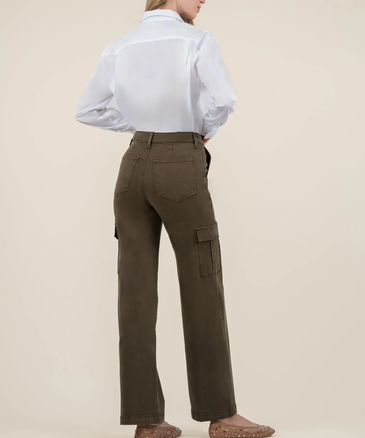 MILLER HIGH RISE WIDE LEG PANT W/CARGO / OLIVE