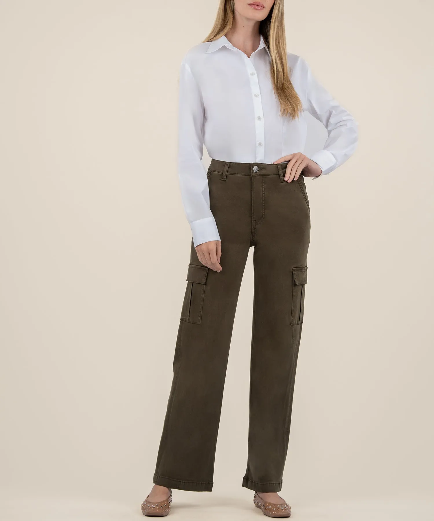 MILLER HIGH RISE WIDE LEG PANT W/CARGO / OLIVE