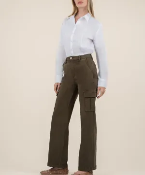 MILLER HIGH RISE WIDE LEG PANT W/CARGO / OLIVE