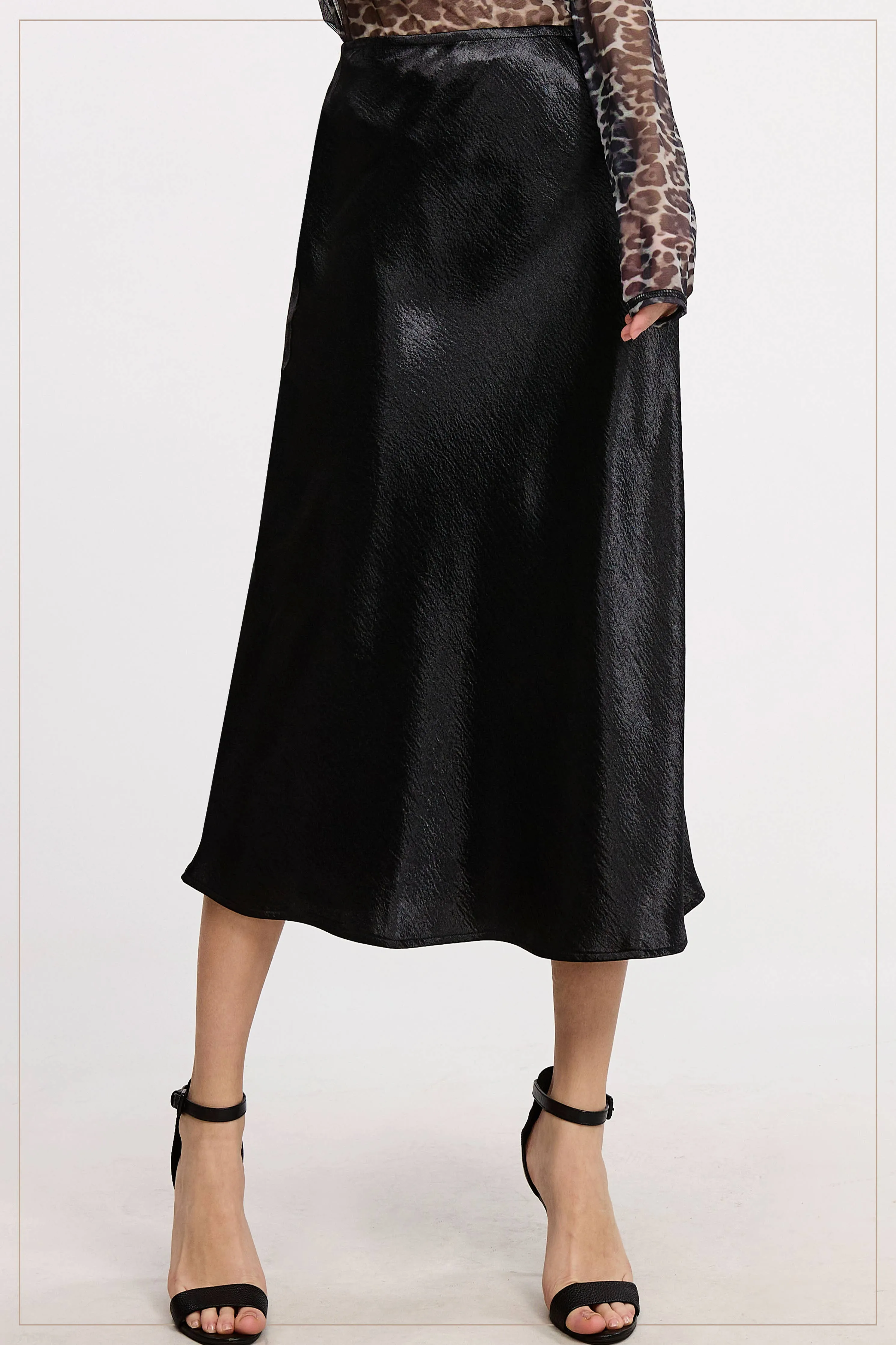 Millie Midi Length Satin Skirt