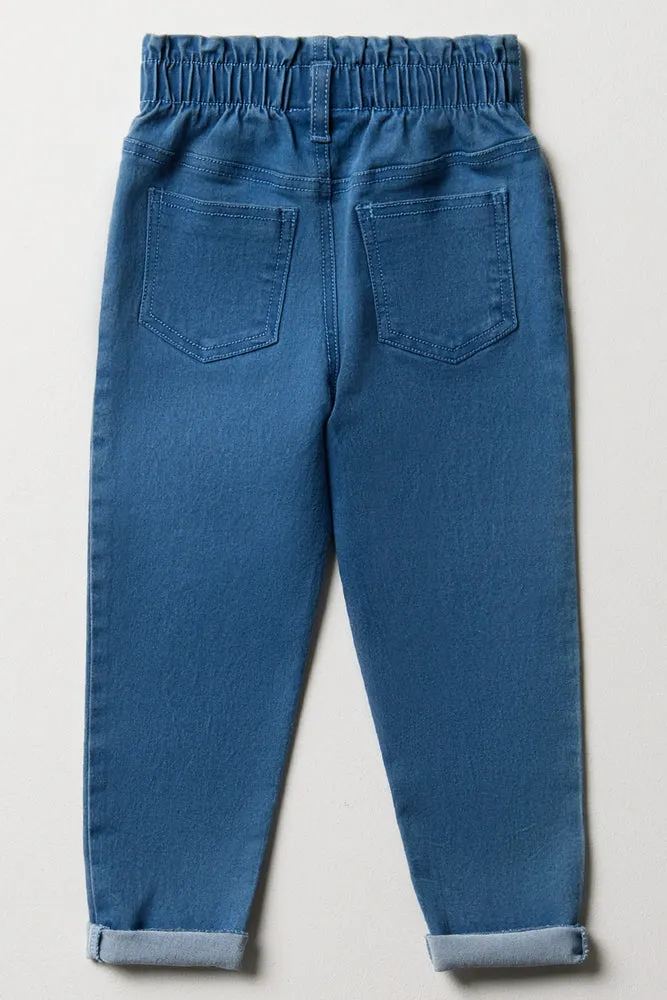Mini Mom Paperbag Denim Jeans Blue