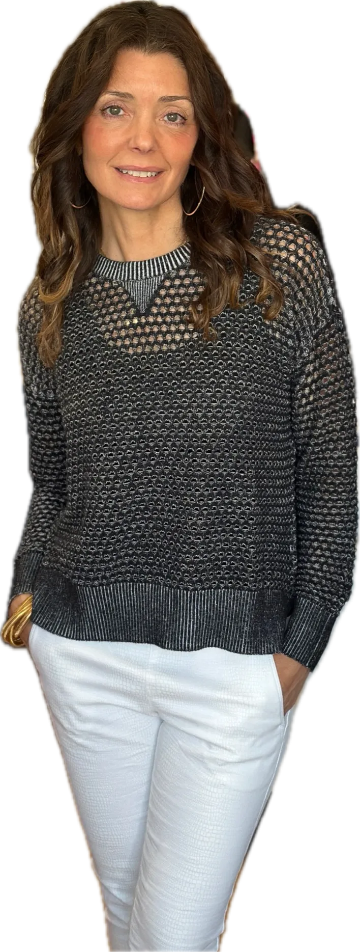 Minnie Rose Mesh Sweater