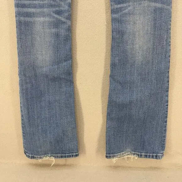 Miss Me Jeans Women's 25x34 (2) Light Blue Boot Peacock Feathers Western Bling