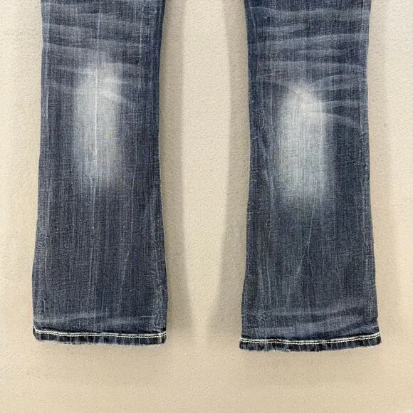 Miss Me Jeans Women's 26 Signature Rise Boot Paisley Emblished Biker Bling Boho