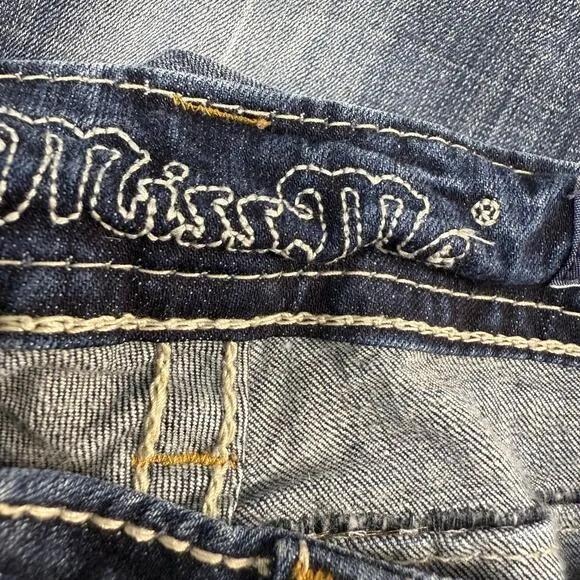 Miss Me Jeans Women's 26 Signature Rise Boot Paisley Emblished Biker Bling Boho