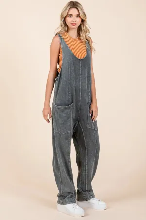 Mittoshop Mineral Wash Relaxed Fit Sleeveless Harem Jumpsuit