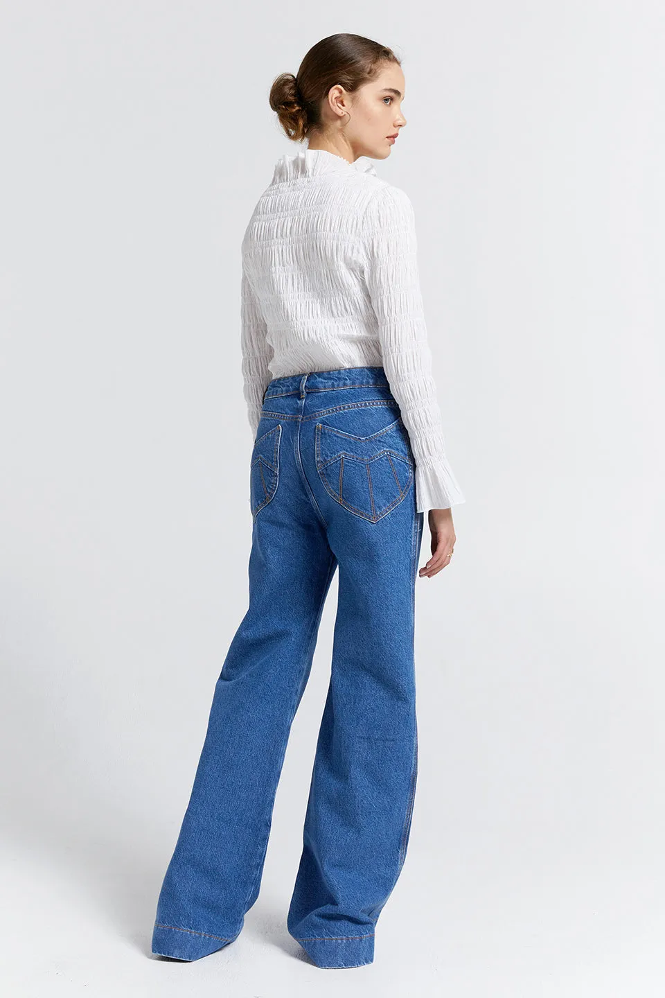 Mod Flared Jeans Washed Denim