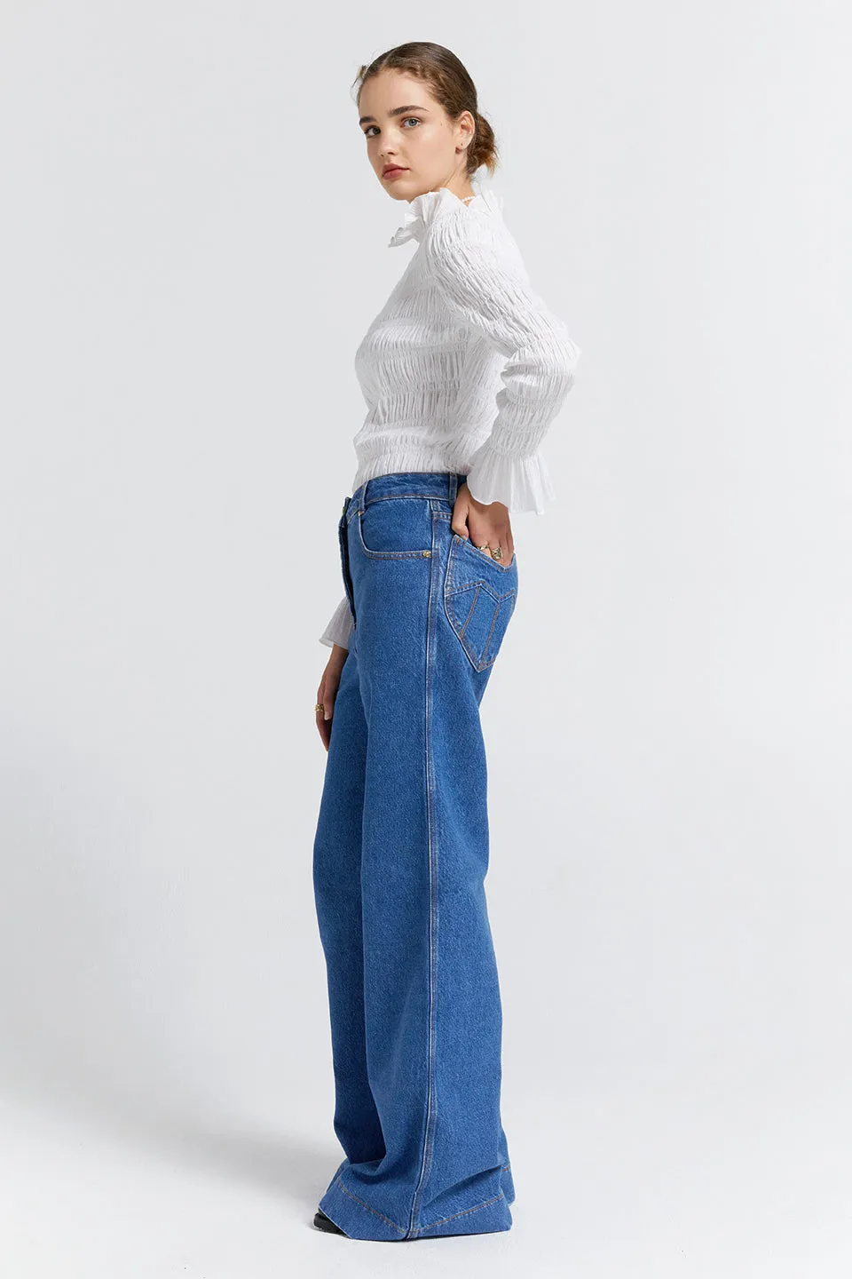 Mod Flared Jeans Washed Denim