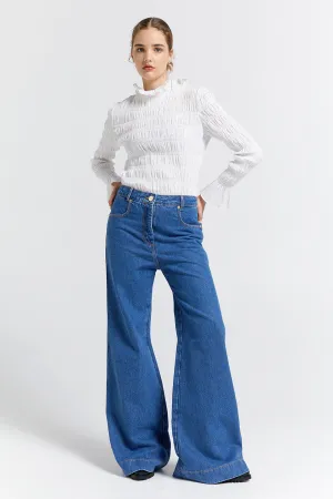 Mod Flared Jeans Washed Denim