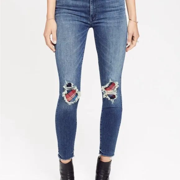 Mother High Waisted Looker Ankle Fray Jeans