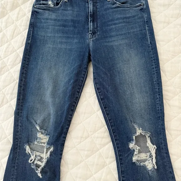 Mother High Waisted Looker Ankle Fray Jeans
