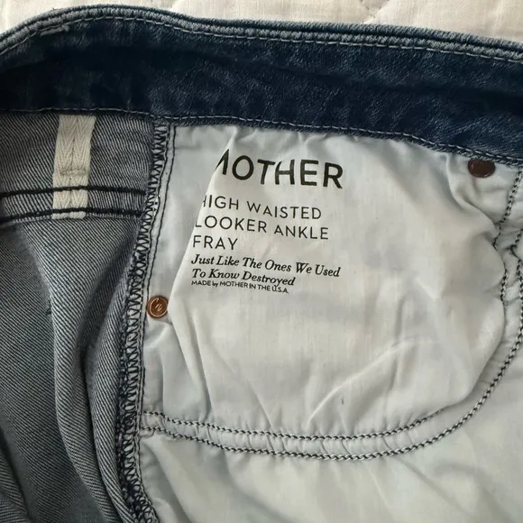 Mother High Waisted Looker Ankle Fray Jeans
